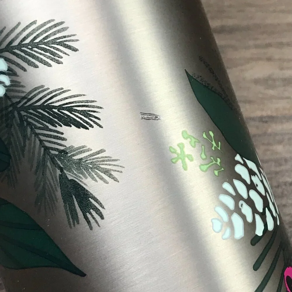 Starbucks 2021 HOLIDAY Pinecone‎ Berry Metallic Stainless Steel Tumbler 24 Oz.